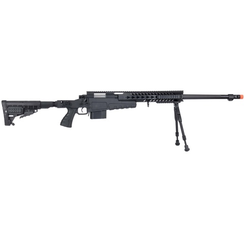 WellFire MB4418-1 Bolt Action Airsoft Sniper Rifle w/ Bipod - BLACK