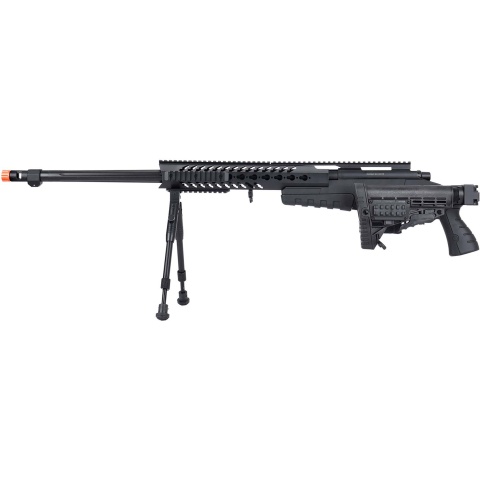 WellFire MB4418-1 Bolt Action Airsoft Sniper Rifle w/ Bipod - BLACK