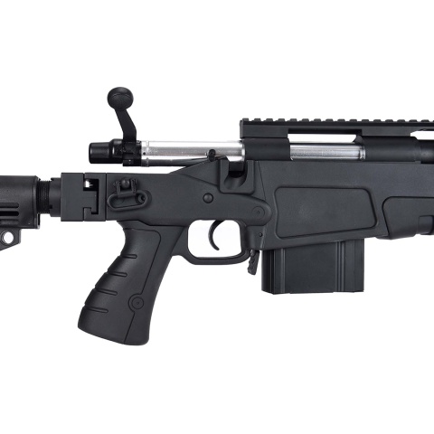 WellFire MB4418-1 Bolt Action Airsoft Sniper Rifle w/ Bipod - BLACK