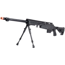 WellFire MB4418-1 Bolt Action Airsoft Sniper Rifle w/ Bipod - BLACK