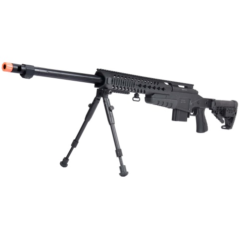 WellFire MB4418-1 Bolt Action Airsoft Sniper Rifle w/ Bipod - BLACK