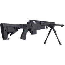 WellFire MB4418-1 Bolt Action Airsoft Sniper Rifle w/ Bipod - BLACK