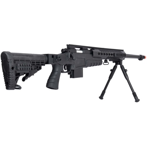 WellFire MB4418-1 Bolt Action Airsoft Sniper Rifle w/ Bipod - BLACK
