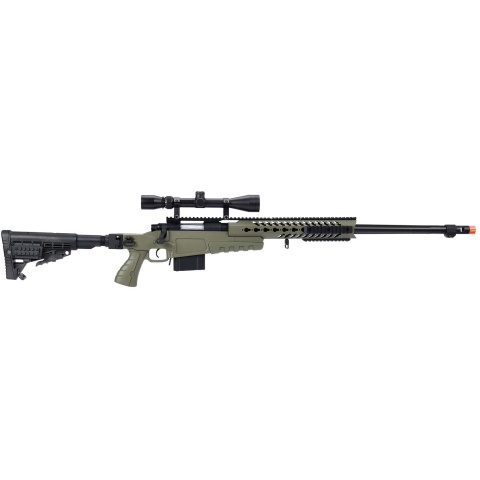 WellFire MB4418-1 Bolt Action Airsoft Sniper Rifle w/ Scope - OD GREEN