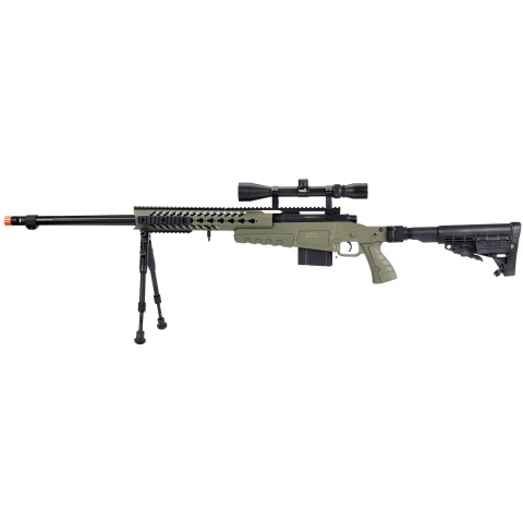 WellFire MB4418-1 Bolt Action Airsoft Sniper Rifle w/ Scope & Bipod - OD GREEN