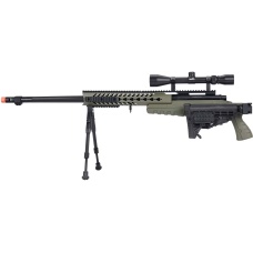 WellFire MB4418-1 Bolt Action Airsoft Sniper Rifle w/ Scope & Bipod - OD GREEN