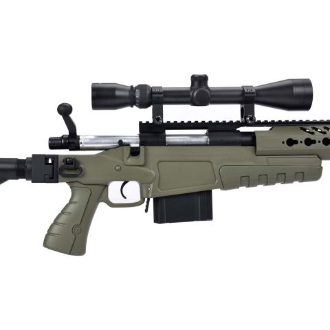 WellFire MB4418-1 Bolt Action Airsoft Sniper Rifle w/ Scope & Bipod - OD GREEN