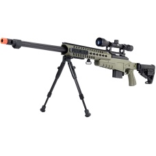WellFire MB4418-1 Bolt Action Airsoft Sniper Rifle w/ Scope & Bipod - OD GREEN