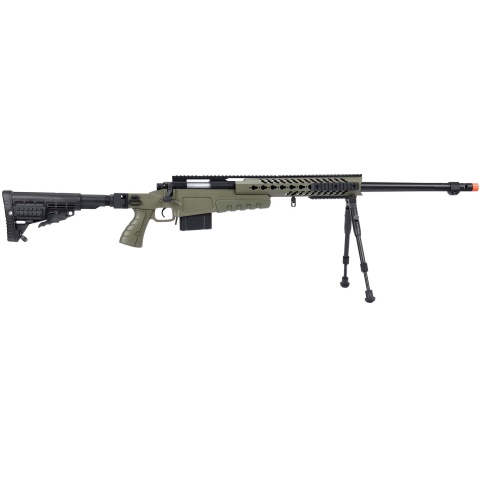 WellFire MB4418-1 Bolt Action Airsoft Sniper Rifle w/ Bipod - OD GREEN