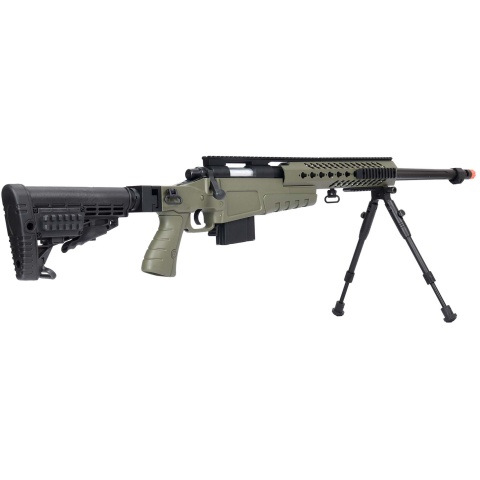 WellFire MB4418-1 Bolt Action Airsoft Sniper Rifle w/ Bipod - OD GREEN