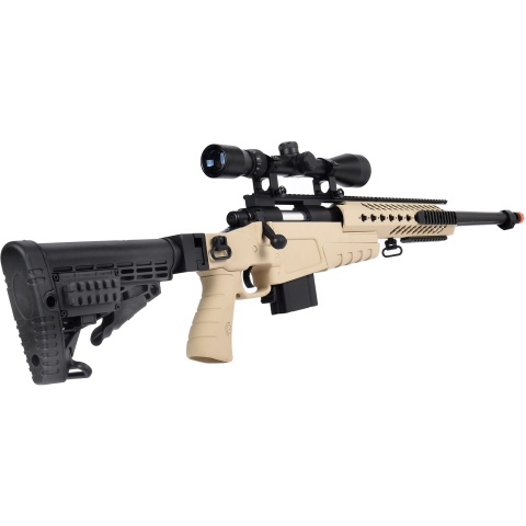 WellFire MB4418-1 Bolt Action Airsoft Sniper Rifle w/ Scope - TAN