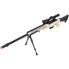 WellFire MB4418-1 Bolt Action Airsoft Sniper Rifle w/ Scope & Bipod - TAN