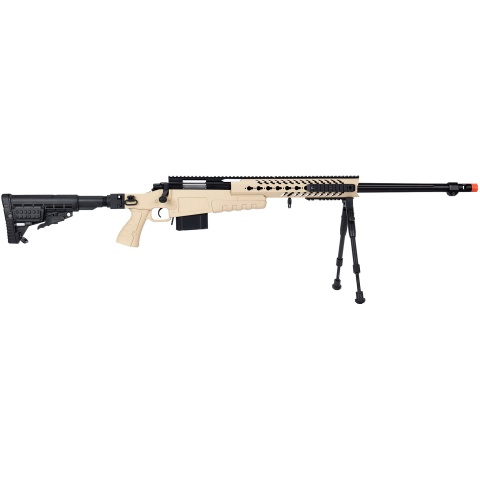 WellFire MB4418-1 Bolt Action Airsoft Sniper Rifle w/ Bipod - TAN