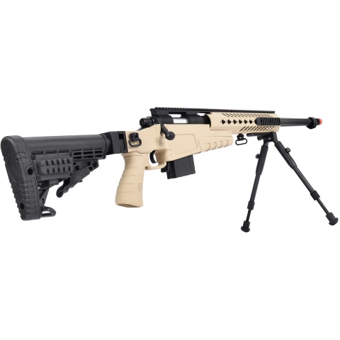 WellFire MB4418-1 Bolt Action Airsoft Sniper Rifle w/ Bipod - TAN