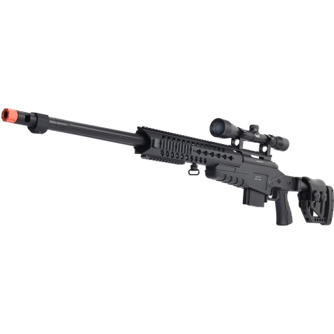 WellFire MB4418-2 Bolt Action Airsoft Sniper Rifle w/ Scope - BLACK