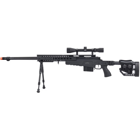 WellFire MB4418-2 Bolt Action Airsoft Sniper Rifle w/ Scope & Bipod - BLACK