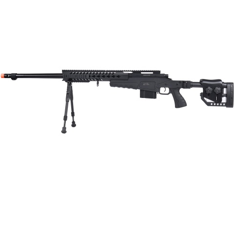 WellFire MB4418-2 Bolt Action Airsoft Sniper Rifle w/ Bipod - BLACK