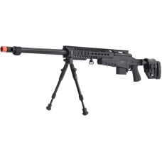 WellFire MB4418-2 Bolt Action Airsoft Sniper Rifle w/ Bipod - BLACK