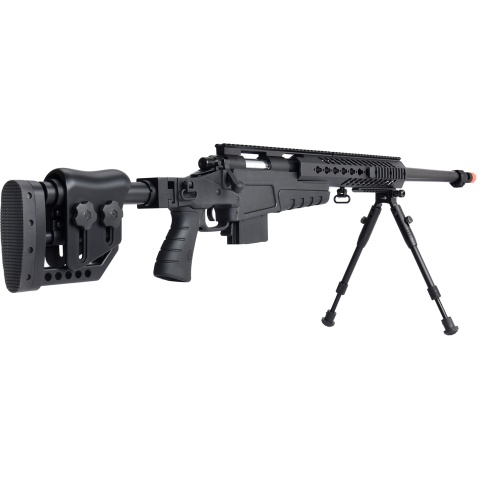 WellFire MB4418-2 Bolt Action Airsoft Sniper Rifle w/ Bipod - BLACK