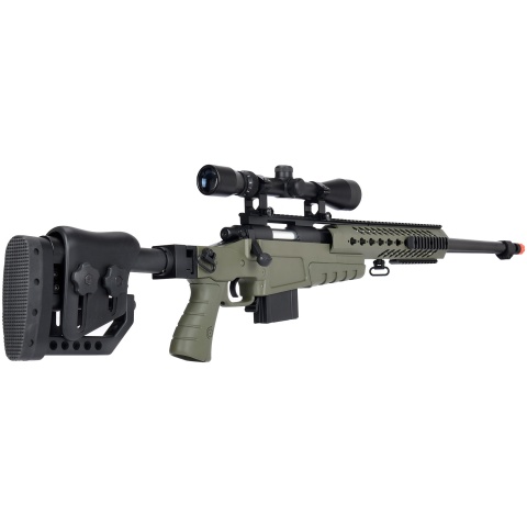 WellFire MB4418-2 Bolt Action Airsoft Sniper Rifle w/ Scope - OD GREEN