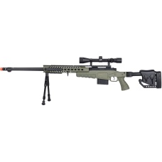 WellFire MB4418-2 Bolt Action Airsoft Sniper Rifle w/ Scope & Bipod - OD GREEN