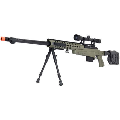 WellFire MB4418-2 Bolt Action Airsoft Sniper Rifle w/ Scope & Bipod - OD GREEN