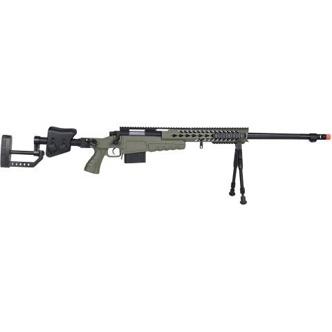 WellFire MB4418-2 Bolt Action Airsoft Sniper Rifle w/ Bipod - OD GREEN