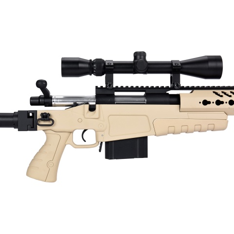 WellFire MB4418-2 Bolt Action Airsoft Sniper Rifle w/ Scope - TAN