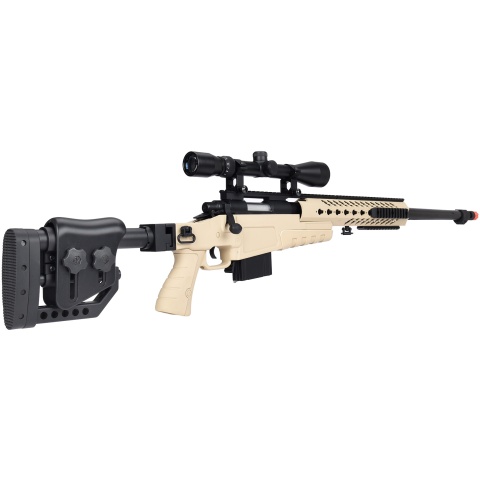 WellFire MB4418-2 Bolt Action Airsoft Sniper Rifle w/ Scope - TAN