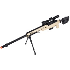 WellFire MB4418-2 Bolt Action Airsoft Sniper Rifle w/ Scope & Bipod - TAN