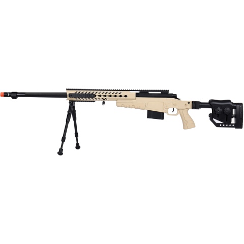 WellFire MB4418-2 Bolt Action Airsoft Sniper Rifle w/ Bipod - TAN