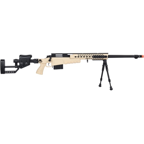 WellFire MB4418-2 Bolt Action Airsoft Sniper Rifle w/ Bipod - TAN