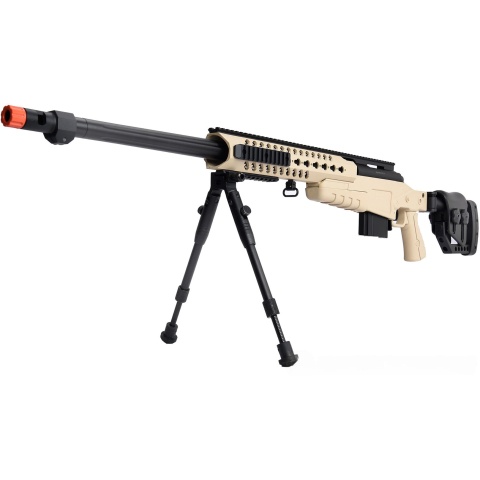 WellFire MB4418-2 Bolt Action Airsoft Sniper Rifle w/ Bipod - TAN