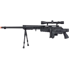 WellFire MB4418-3 Bolt Action Airsoft Sniper Rifle w/ Scope & Bipod - BLACK