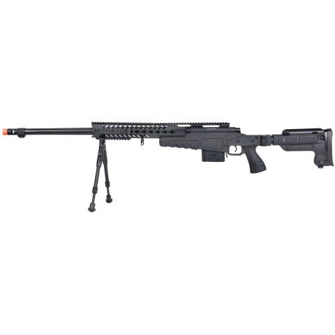 WellFire MB4418-3 Bolt Action Airsoft Sniper Rifle w/ Bipod - BLACK