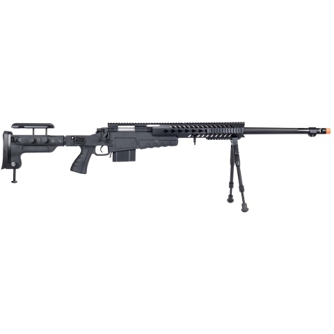 WellFire MB4418-3 Bolt Action Airsoft Sniper Rifle w/ Bipod - BLACK