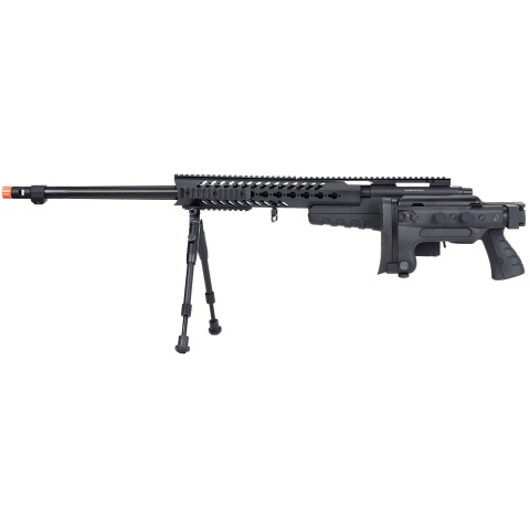 WellFire MB4418-3 Bolt Action Airsoft Sniper Rifle w/ Bipod - BLACK