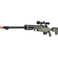 WellFire MB4418-3 Bolt Action Airsoft Sniper Rifle w/ Scope - OD GREEN