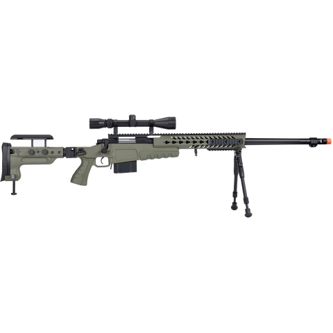 WellFire MB4418-3 Bolt Action Airsoft Sniper Rifle w/ Scope & Bipod - OD GREEN