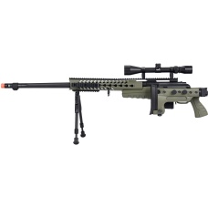 WellFire MB4418-3 Bolt Action Airsoft Sniper Rifle w/ Scope & Bipod - OD GREEN