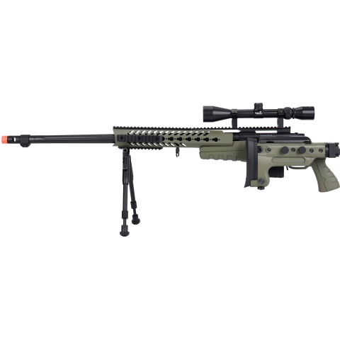 WellFire MB4418-3 Bolt Action Airsoft Sniper Rifle w/ Scope & Bipod - OD GREEN