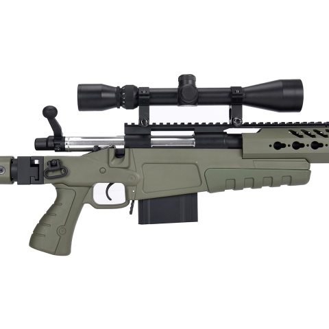 WellFire MB4418-3 Bolt Action Airsoft Sniper Rifle w/ Scope & Bipod - OD GREEN