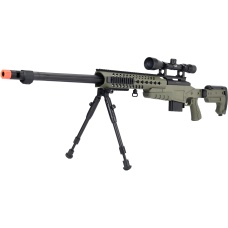 WellFire MB4418-3 Bolt Action Airsoft Sniper Rifle w/ Scope & Bipod - OD GREEN