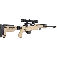 WellFire MB4418-3 Bolt Action Airsoft Sniper Rifle w/ Scope - TAN