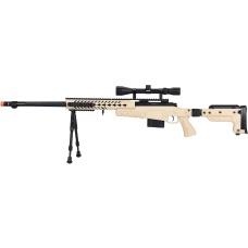 WellFire MB4418-3 Bolt Action Airsoft Sniper Rifle w/ Scope & Bipod - TAN