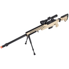 WellFire MB4418-3 Bolt Action Airsoft Sniper Rifle w/ Scope & Bipod - TAN