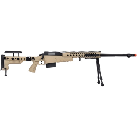 WellFire MB4418-3 Bolt Action Airsoft Sniper Rifle w/ Bipod - TAN