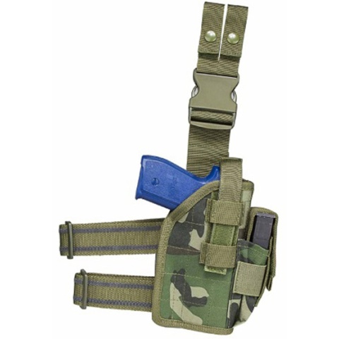 NcStar VISM Universal Drop Leg Holster - WOODLAND CAMO