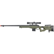 WellFire Airsoft L96 AWP BOLT Action Rifle w/ Fluted Barrel, Duplex Scope - OD