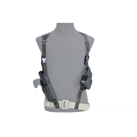 Lancer Tactical Shoulder Holster Rig with Pistol Magazine Pouches (Color: Black)